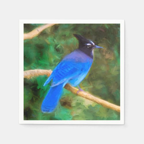 Stellers Jay Painting _ Original Bird Art Paper Napkins