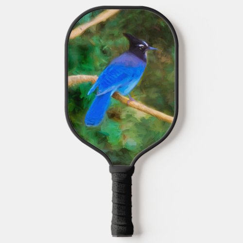 Stellers Jay Painting _ Original Bird Art Pickleball Paddle