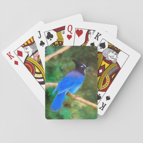 Stellers Jay Painting _ Original Bird Art Playing Cards