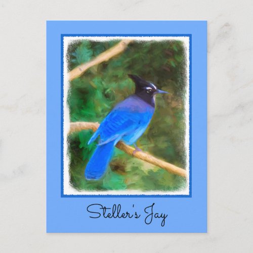 Stellers Jay Painting _ Original Bird Art Postcard