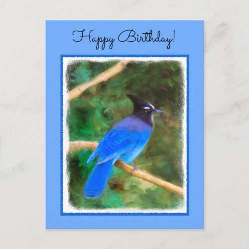 Stellers Jay Painting _ Original Bird Art Postcard