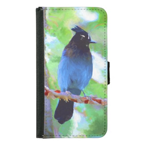 Stellers Jay Painting _ Original Bird Art Samsung Galaxy S5 Wallet Case