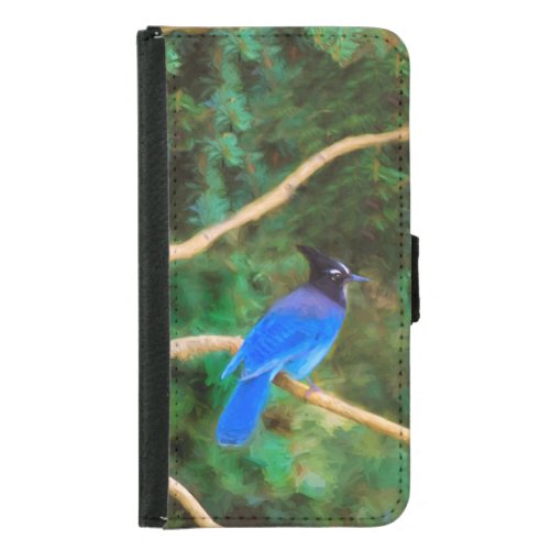 Stellers Jay Painting _ Original Bird Art Samsung Galaxy S5 Wallet Case