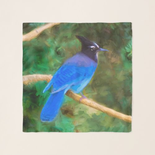 Stellers Jay Painting _ Original Bird Art Scarf