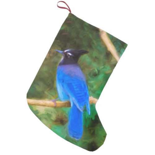 Stellers Jay Painting _ Original Bird Art Small Christmas Stocking