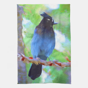 Steller's Jay Painting - Original Bird Art Towel