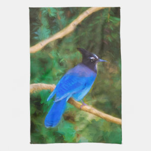 Steller's Jay Painting - Original Bird Art Towel