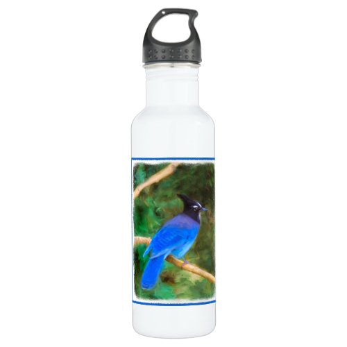 Stellers Jay Painting _ Original Bird Art Water Bottle