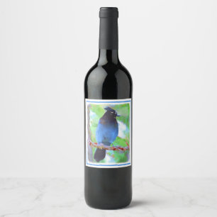 Steller's Jay Painting - Original Bird Art Wine Label