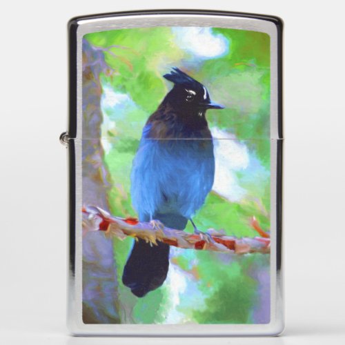 Stellers Jay Painting _ Original Bird Art Zippo Lighter