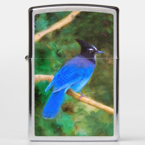 Stellers Jay Painting _ Original Bird Art Zippo Lighter