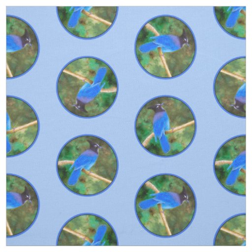Steller's Jay Painting Original Wild Bird Art Fabric