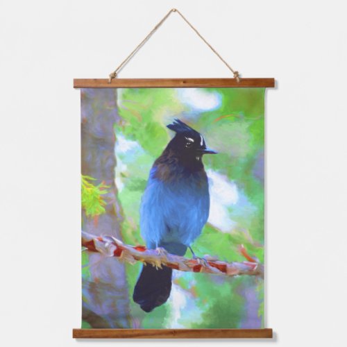 Stellers Jay Painting _ Original Wild Bird Art Hanging Tapestry
