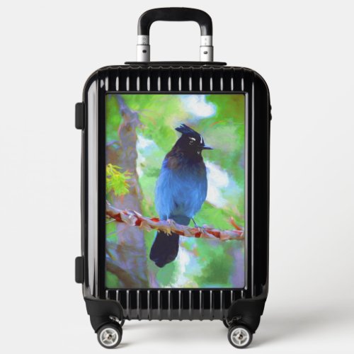 Stellers Jay Painting _ Original Wild Bird Art Luggage