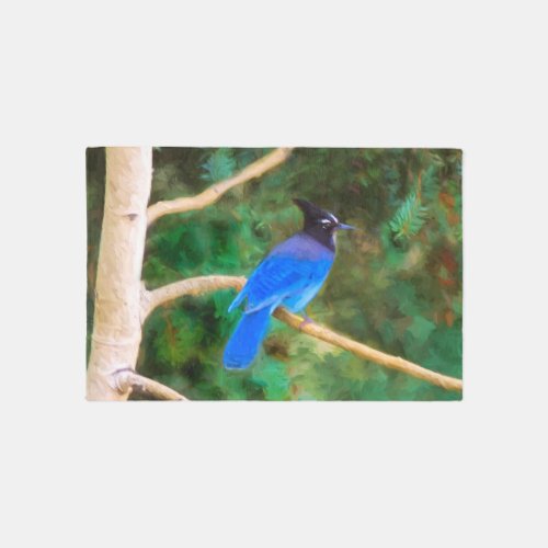 Stellers Jay Painting _ Original Wild Bird Art Rug