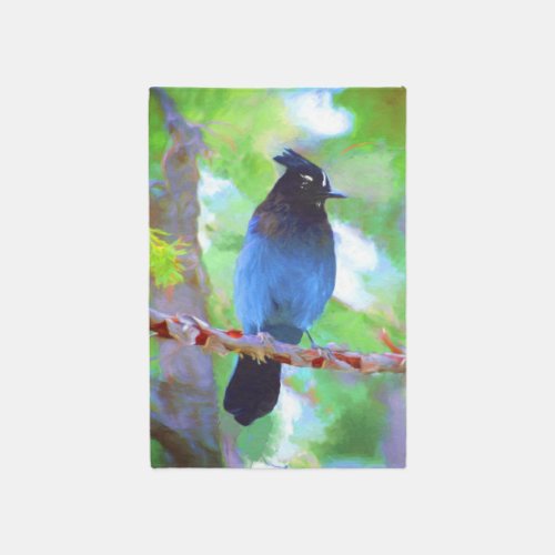 Stellers Jay Painting _ Original Wild Bird Art Rug