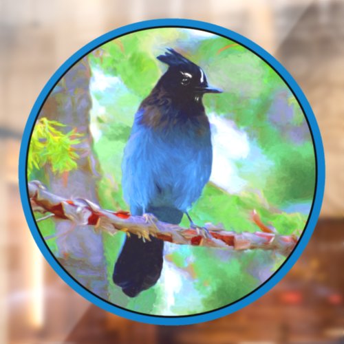 Stellers Jay Painting _ Original Wild Bird Art Window Cling