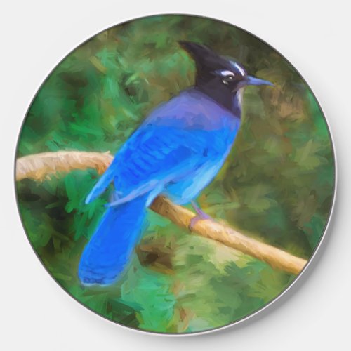 Stellers Jay Painting _ Original Wild Bird Art Wireless Charger