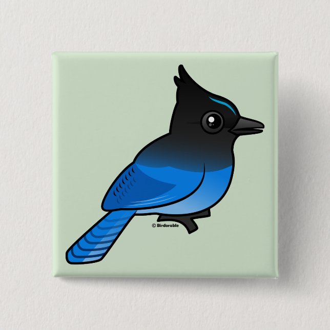 Steller's Jay Pinback Button (Front)