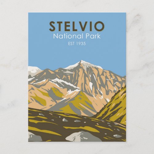 Stelvio National Park Italy Central Alps Vintage Postcard