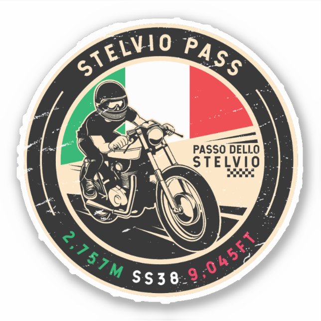 Stelvio Pass | Passo Dello Stelvio | Motorcycle Sticker (Front)