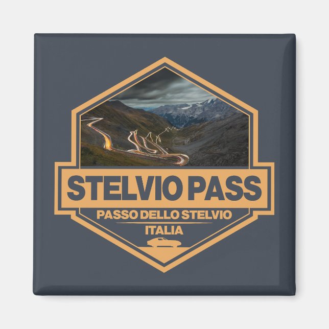 Stelvio Pass Passo Dello Stelvio Travel Art Badge Magnet (Front)