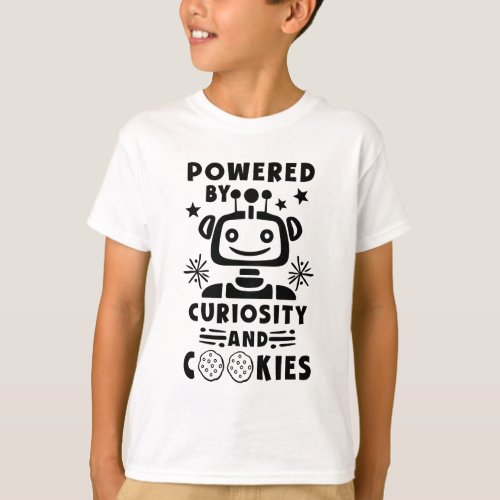 STEM Boys Girls Powered by Cookies Robot Tshirt