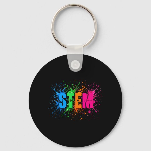 STEM Colorful Paint Splash Science Engineering Keychain (Front)