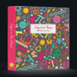 STEM Girls Rock School Pattern Grey 3 Ring Binder<br><div class="desc">This fun & colorful binder features a fun pattern of symbols representing Math,  Science and the Arts. Perfect for a child or educator...  use as a scrapbook,  for organization,  school or office...  customize with your own text on the front and spine! {{Click CUSTOMIZE to change text colors and fonts}}</div>