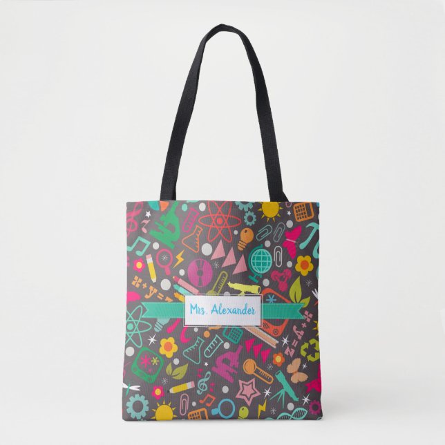 STEM Girls Rock School Tote Student Teacher Grey Bag (Front)