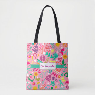 STEM Girls Rock School Tote Student Teacher Pink Bag