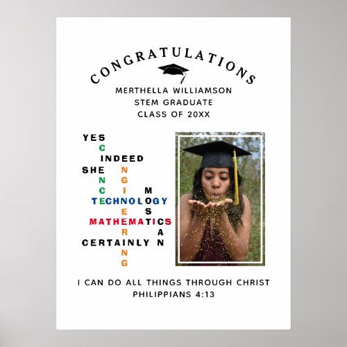 STEM Graduate YES SHE CAN Congrats Poster