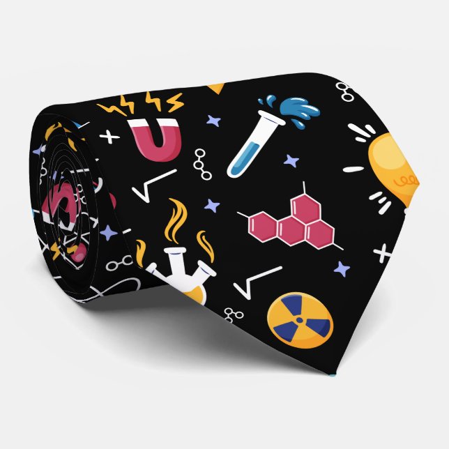 STEM icons pattern: science, engineering, etc. Neck Tie (Rolled)