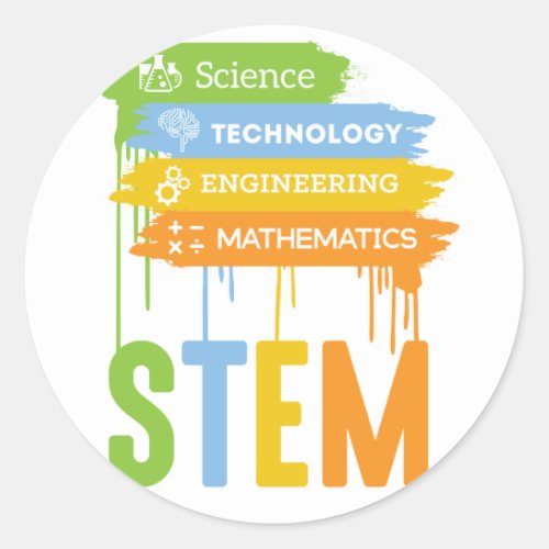 STEM Science Technology Engineering Math School Classic Round Sticker