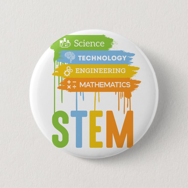 STEM Science Technology Engineering Math School Pinback Button (Front)