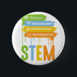 STEM Science Technology Engineering Math School Pinback Button<br><div class="desc">STEM Science Technology Engineering Math School
Great gift idea for science majors,  technology majors,  engineering majors,  mathematics majors and anyone interested in and support these fields for the betterment of humankind.</div>