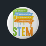 STEM Science Technology Engineering Math School Pinback Button<br><div class="desc">STEM Science Technology Engineering Math School
Great gift idea for science majors,  technology majors,  engineering majors,  mathematics majors and anyone interested in and support these fields for the betterment of humankind.</div>