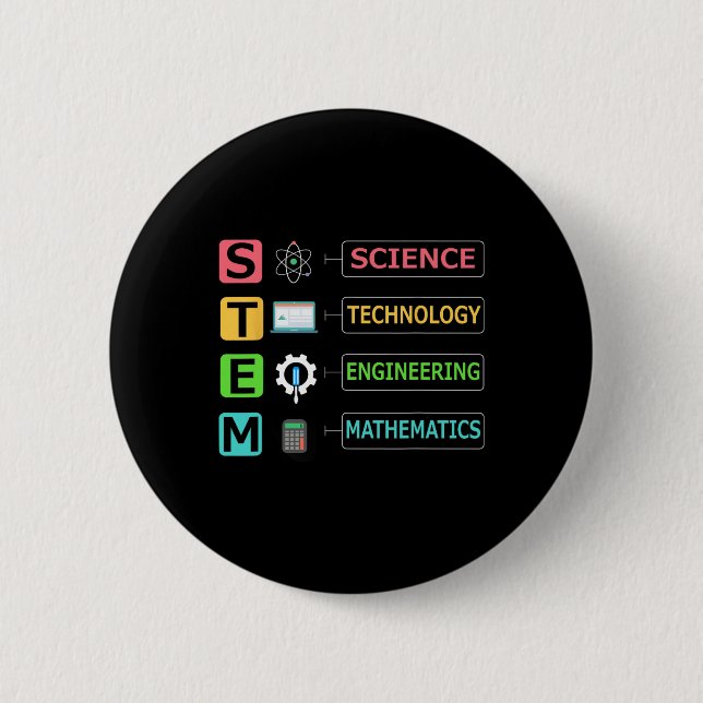 Stem Science Technology Engineering Math Teacher G Button (Front)