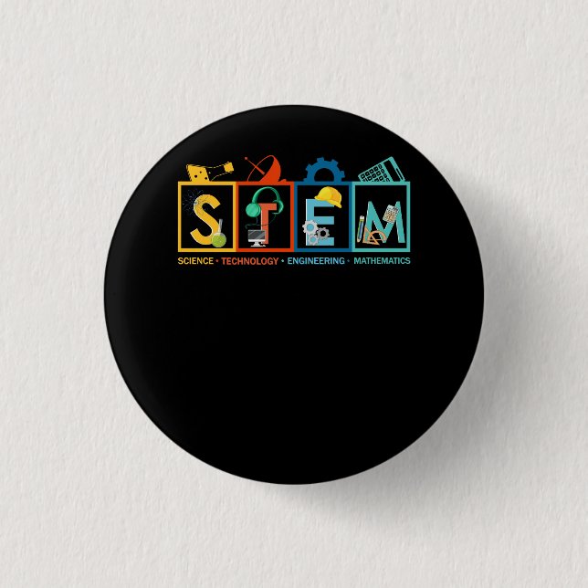 STEM Science Technology Engineering Math Teacher S Button (Front)