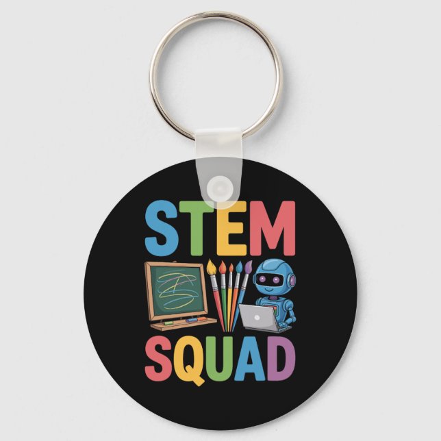 Stem Squad, Science Teacher Math Teaching Team  Keychain (Front)