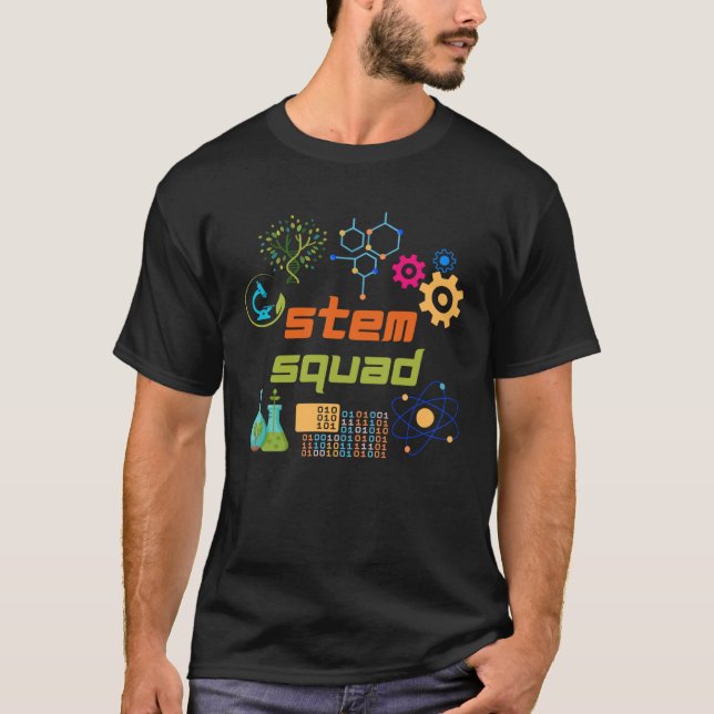 STEM Squad Science Technology Engineering Math Tea T-Shirt (Front)