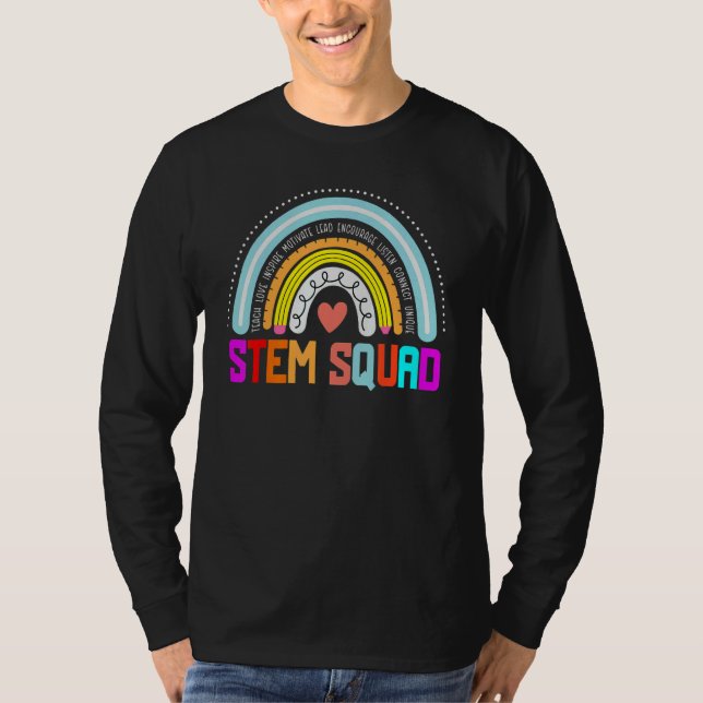 STEM Squad  Students & Teachers Crew Rainbow T-Shirt (Front)