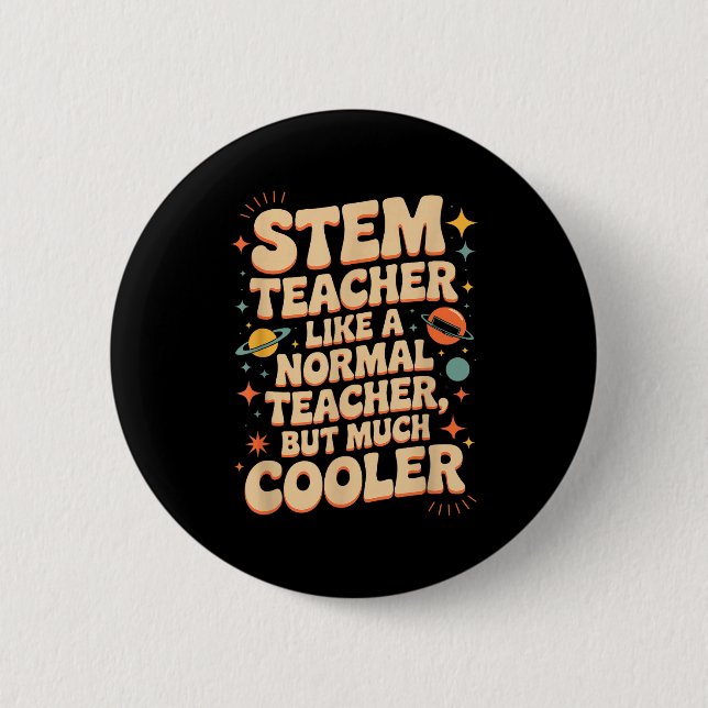 Stem Teacher Definition Funny Science Math Tech Te Button (Front)