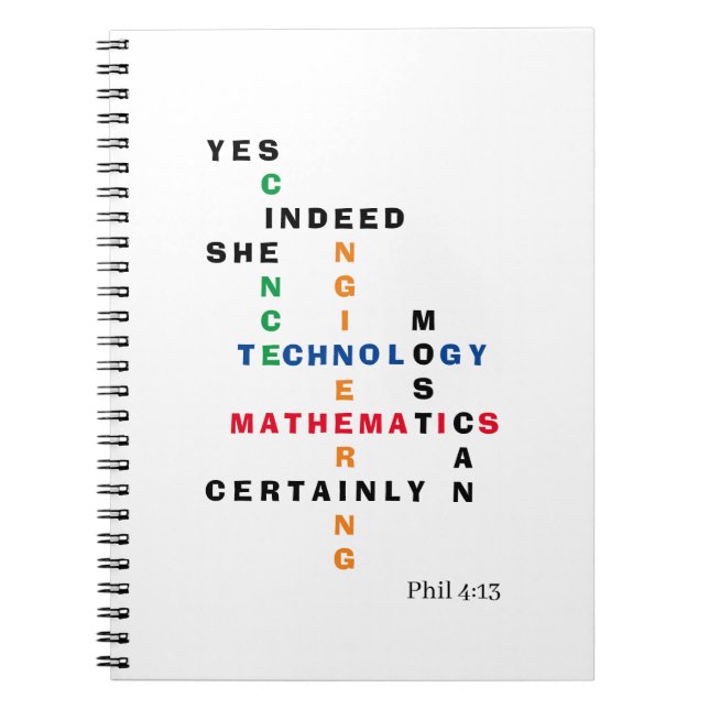STEM Yes Indeed She Can Motivational Notebook (Front)