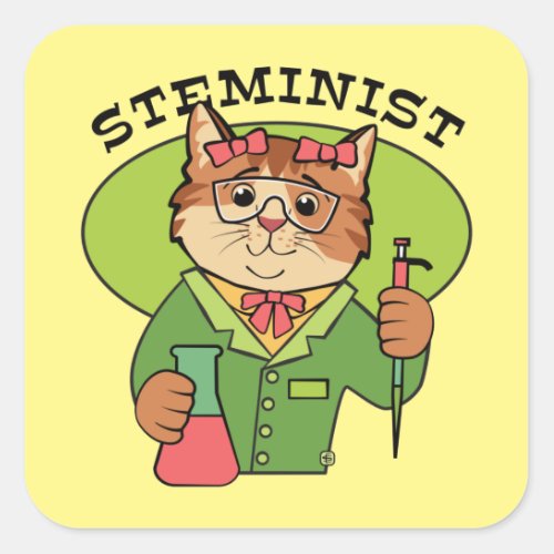 Steminist Cat  Square Sticker
