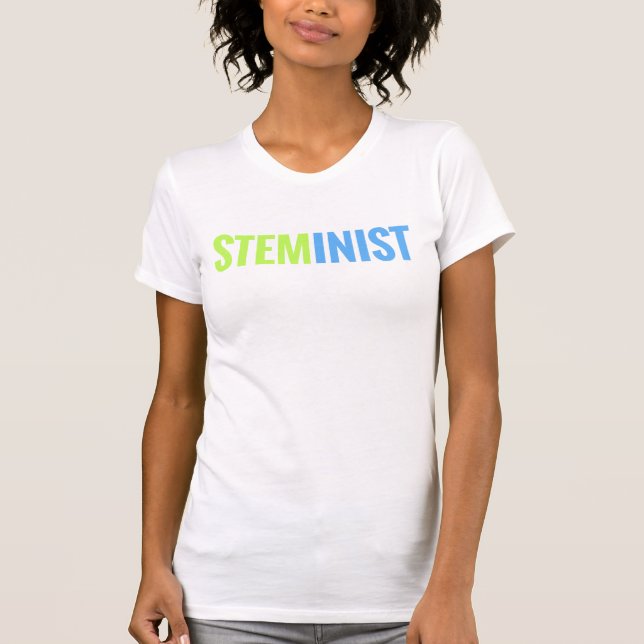 STEMinist Tee (Lime/Blue Text) (Front)