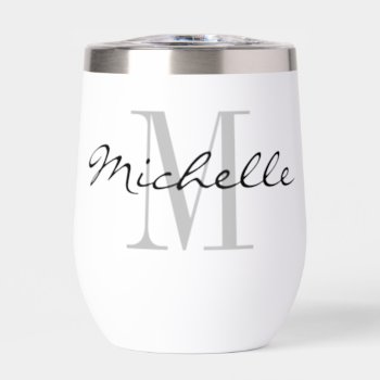 Stemless Wine Tumbler Glass With Custom Monogram by logotees at Zazzle