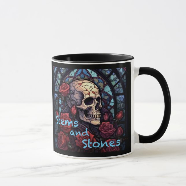 Stems and Stones Skull and Roses Coffee Mug (Right)