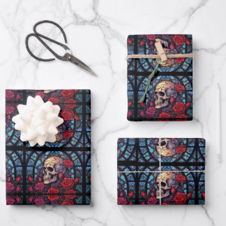 Stems and Stones Skull & Roses Wrapping Paper Sheets