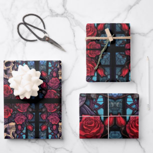 Stems and Stones Skull & Roses Wrapping Paper Sheets